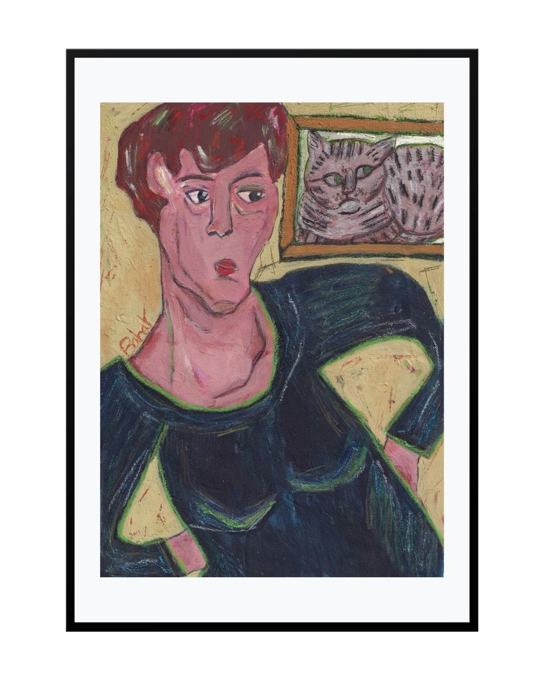 Posters, Prints, & Visual Artwork Woman and Her Cat Art - The Cat's Frame of Mind